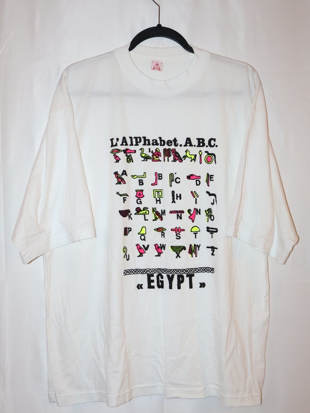 80s Egyptian Hieroglyph Alphabet Graphic Tee